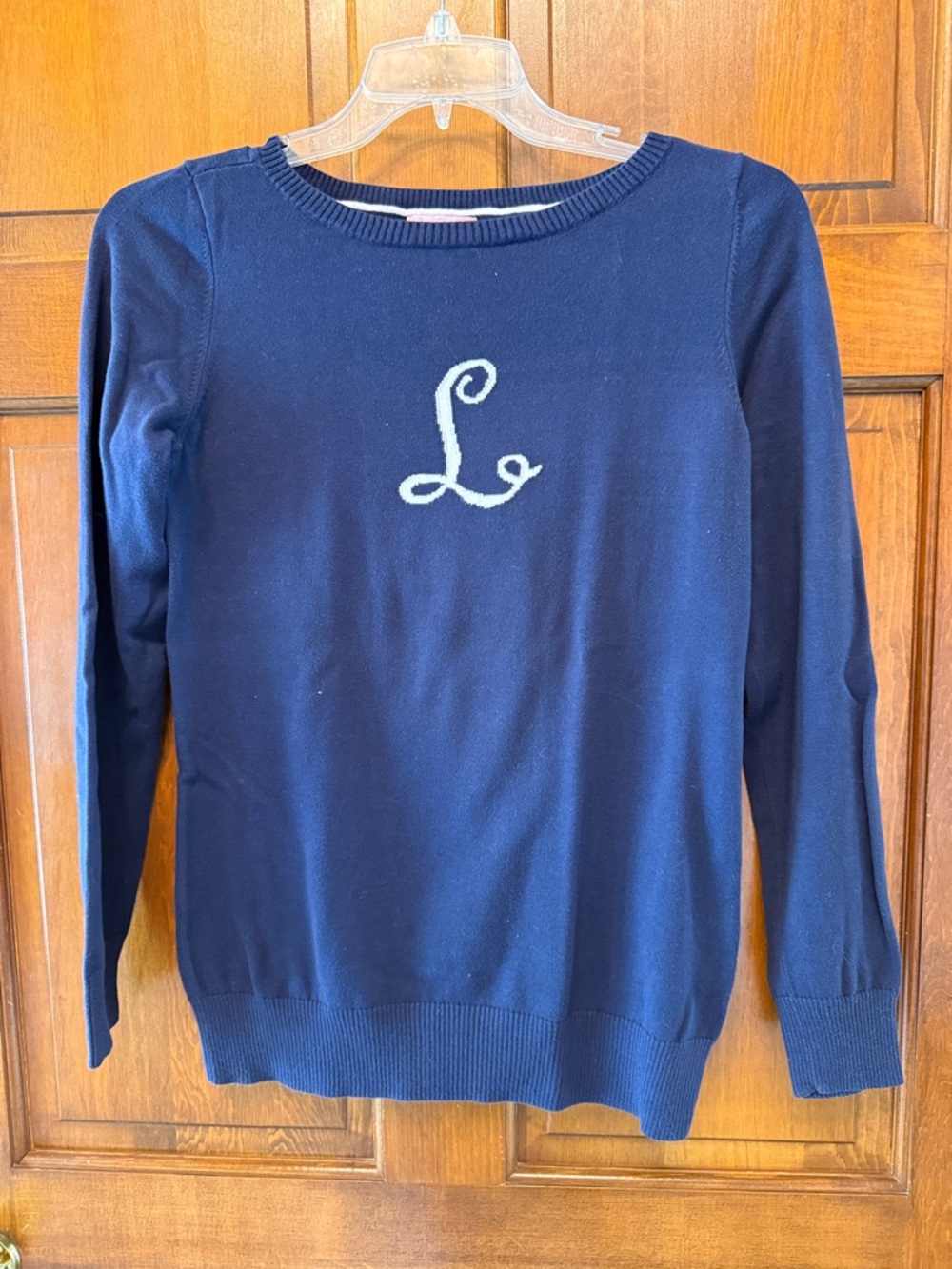 Lilly Pulitzer Navy Crewneck Sweater with White Script L